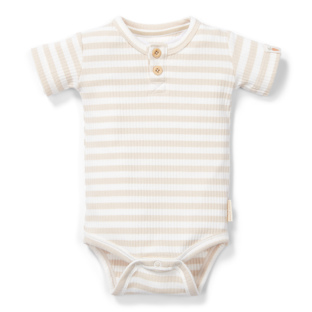 Romper korte mouw Stripe Sand/White