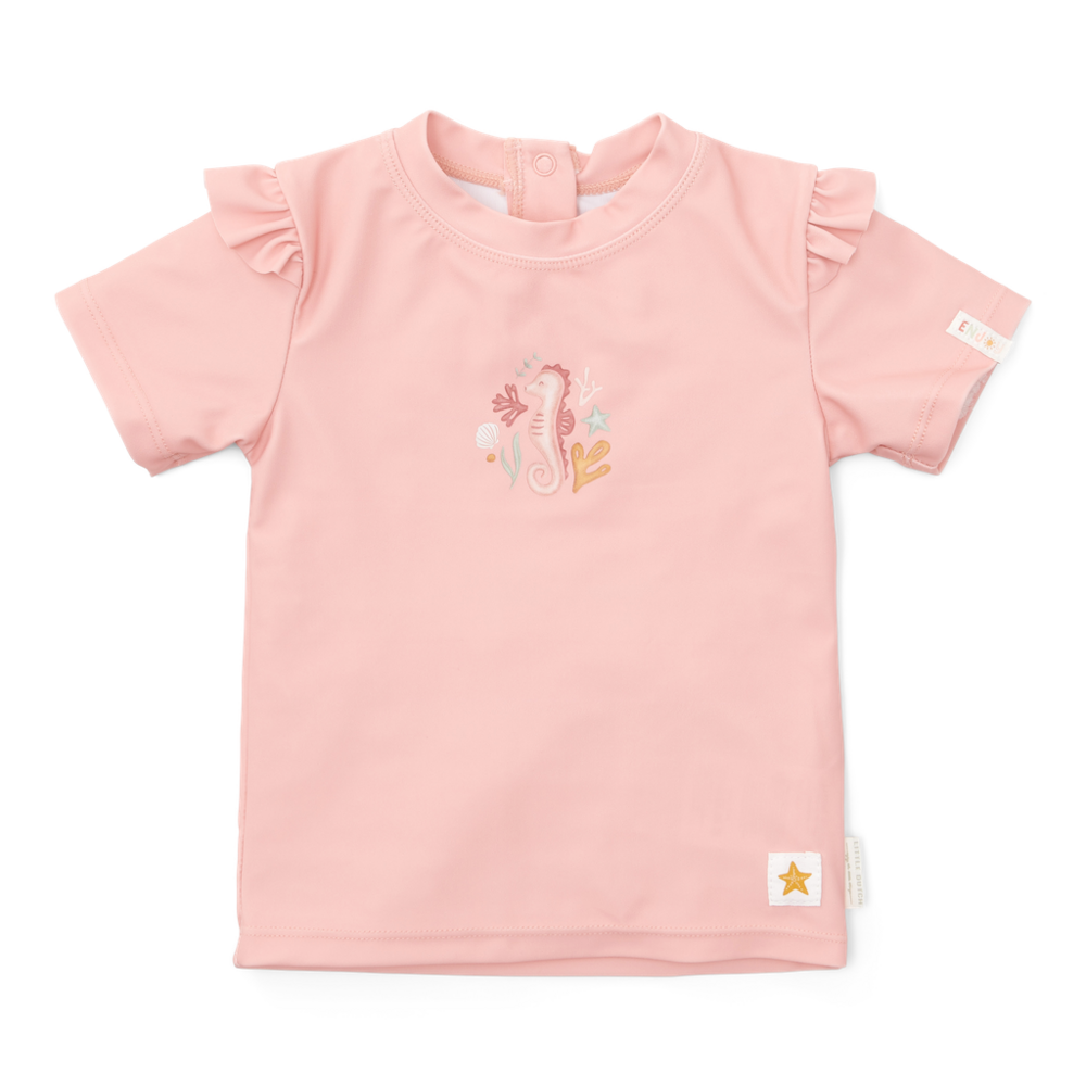 Zwem T-shirt korte mouw ruches Seahorse Pink