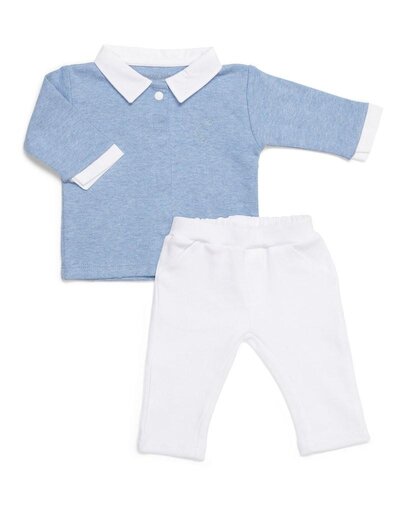 Baby Set Denim Blue Shirt & White Pant