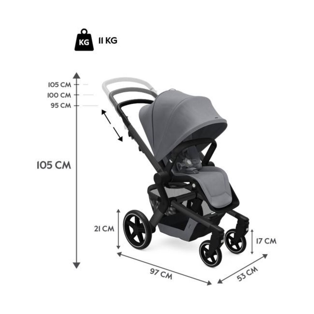 Kinderwagen Hub+ Stone grey