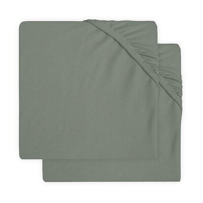 Hoeslaken Ledikant Jersey 60x120cm - 2 Stuks Ash Green