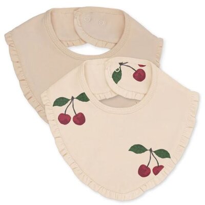 Basic 2 pack frill bib ma grande cerise/nouvelle peach