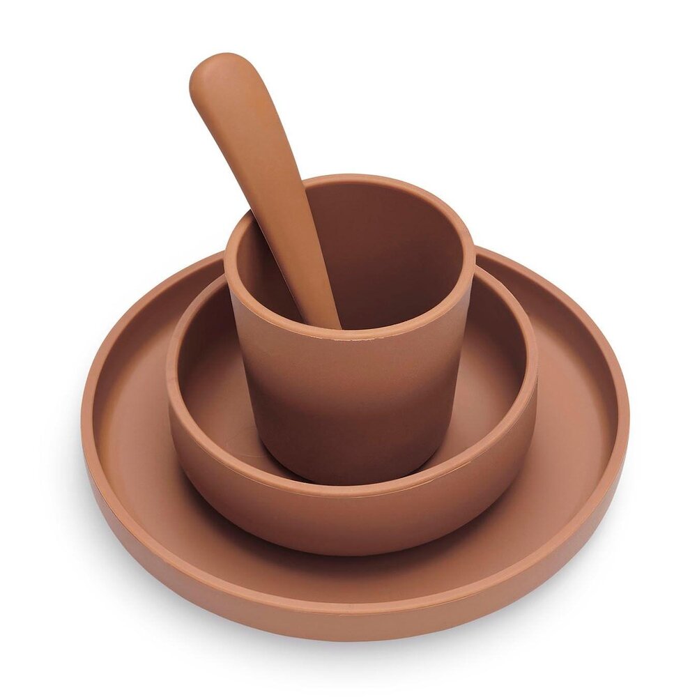 Kinderserviesset Silicone 4-delig Caramel