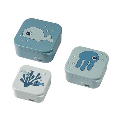 Snackdoosjes (3 pcs) - Sea friends Blue