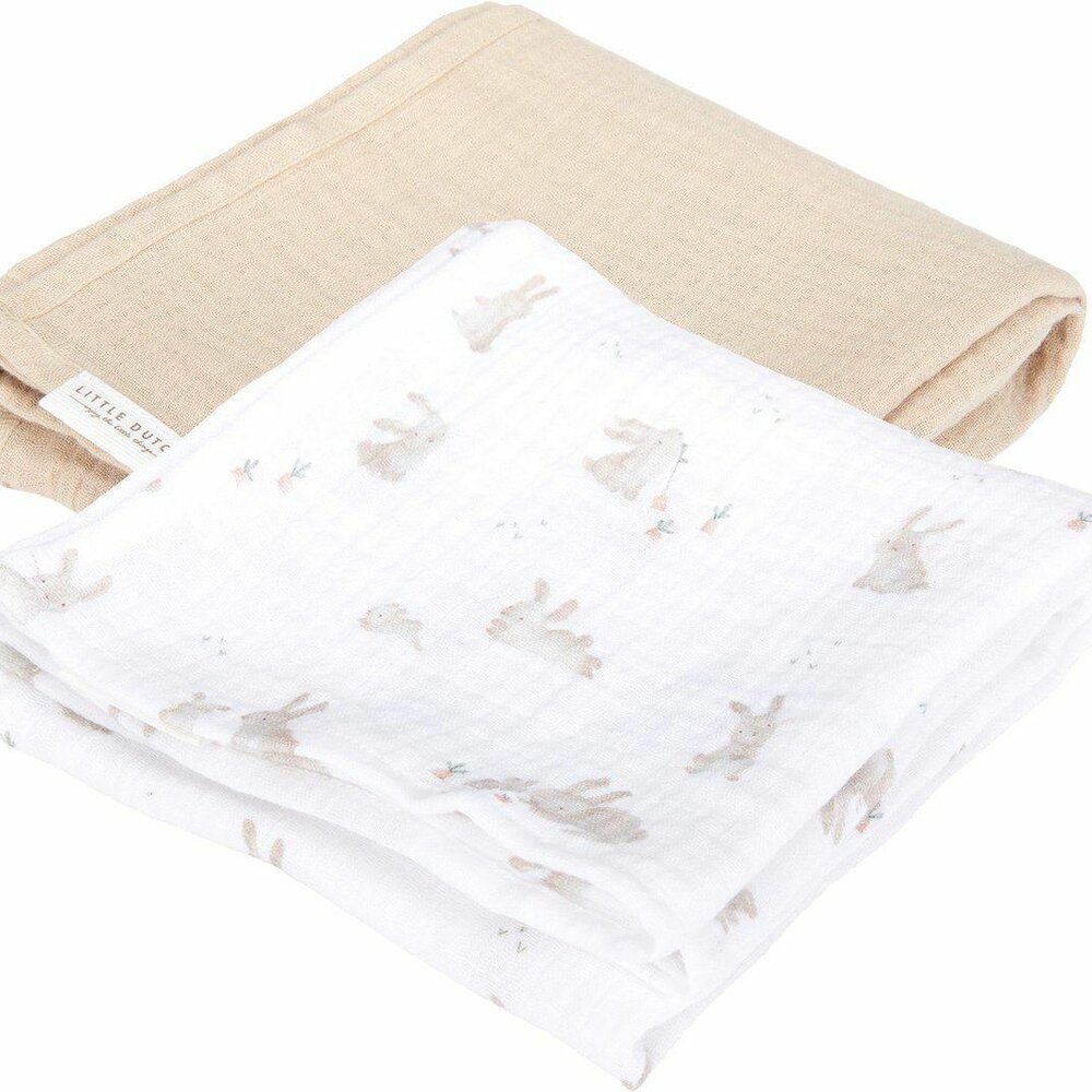 Swaddle doeken set hydrofiel 70 x 70 Baby Bunny / Beige