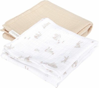 Swaddle doeken set hydrofiel 70 x 70 Baby Bunny / Beige