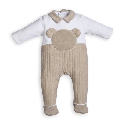 Babypakje teddy vooraan, geribbelde broek White / Beige