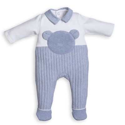 Babypakje teddy vooraan, geribbelde broek White / Azzuro