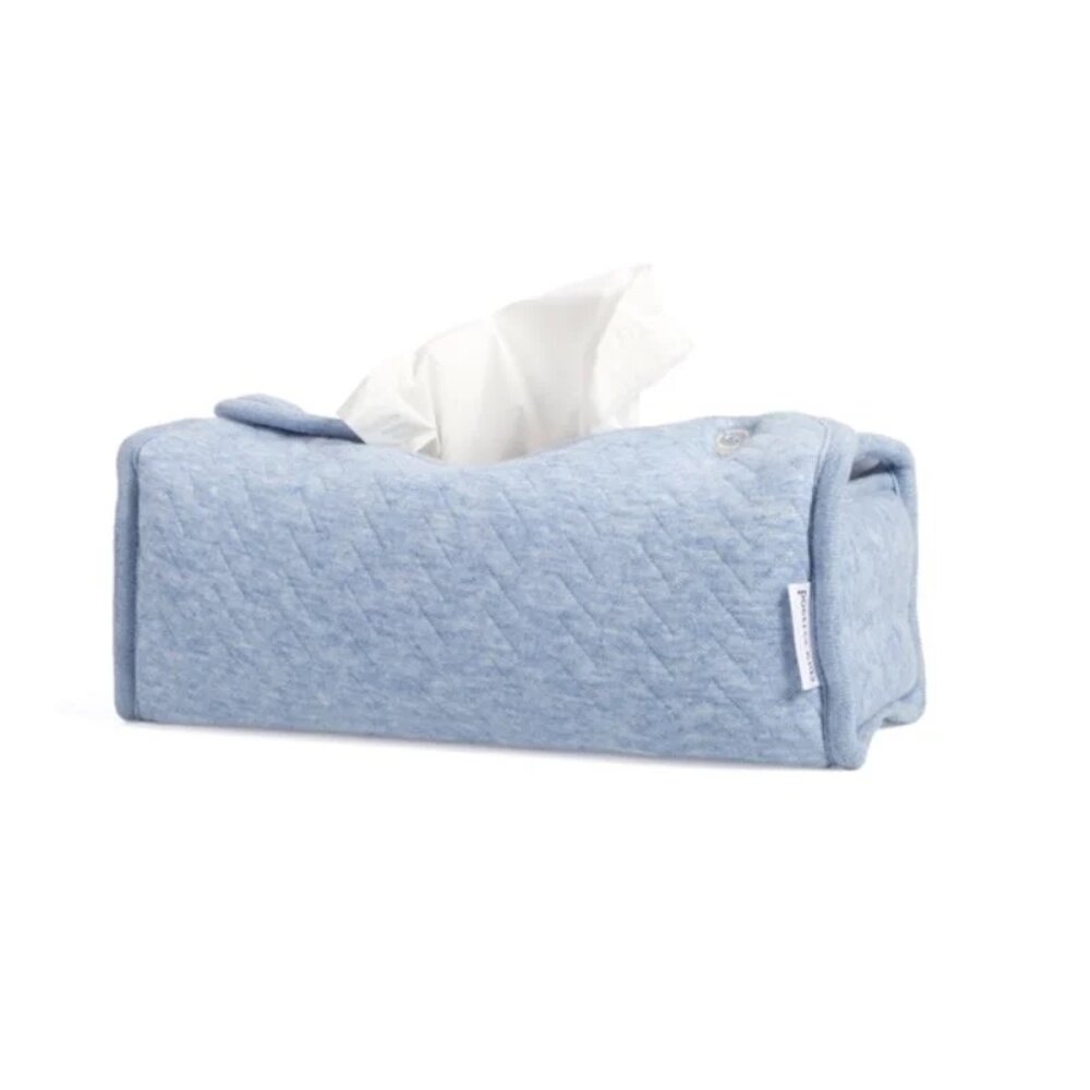 Chevron tissue box hoes Denim Blue