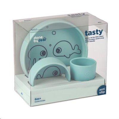 Silicone dinner set, Sea friends Blue