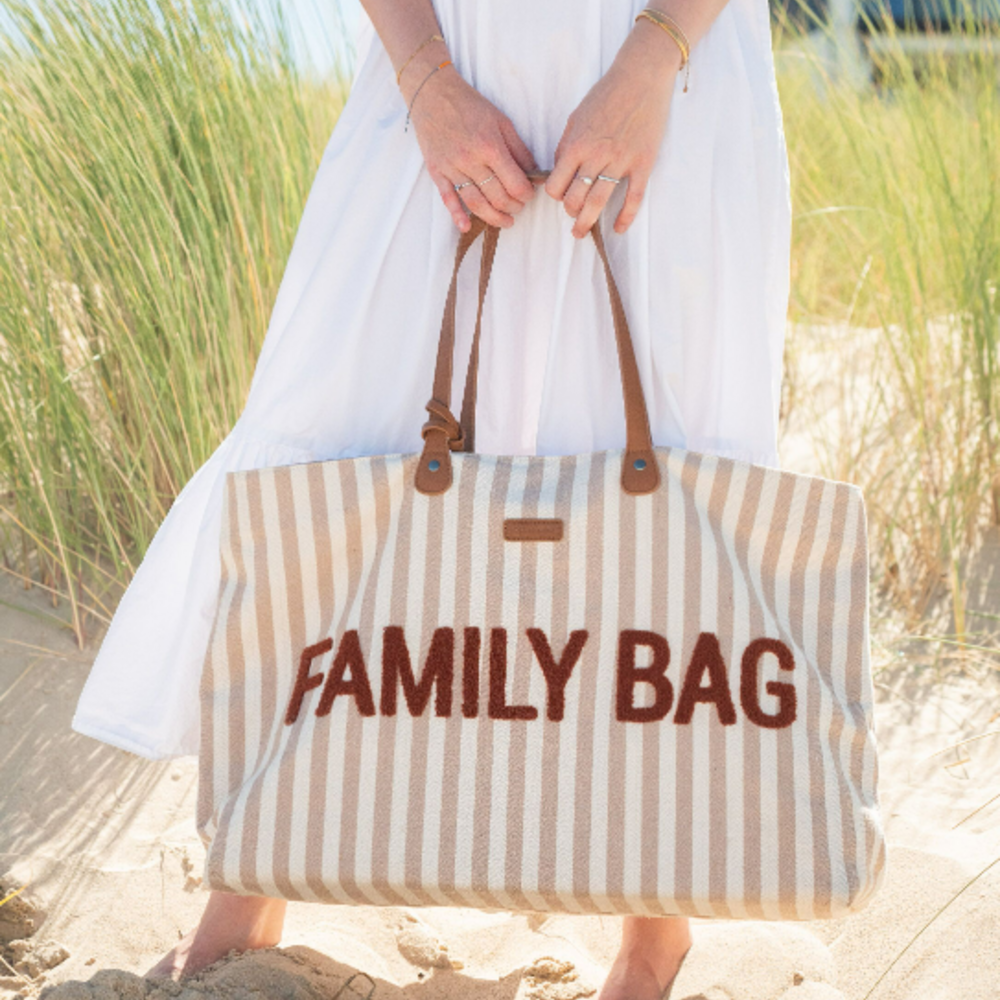 Family Bag Stripes Nude/terracotta