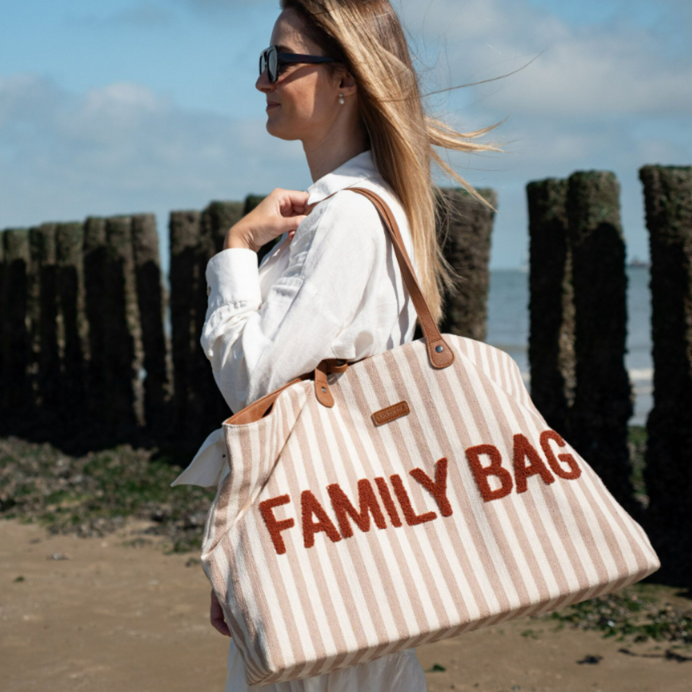 Family Bag Stripes Nude/terracotta