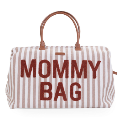 Mommy bag strepen Nude/Terracotta