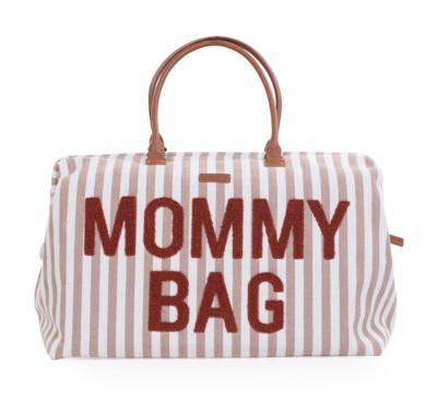 Mommy bag strepen Nude/Terracotta