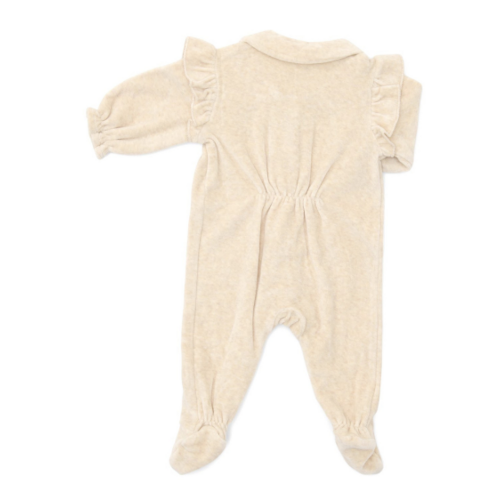 Babypakje velours met ruffles Sand