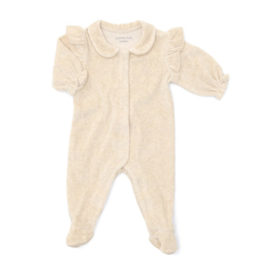 Babypakje velours met ruffles Sand