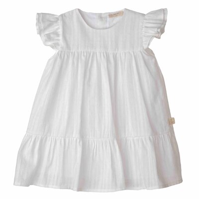 Jurk met frilly mouwen Ivory