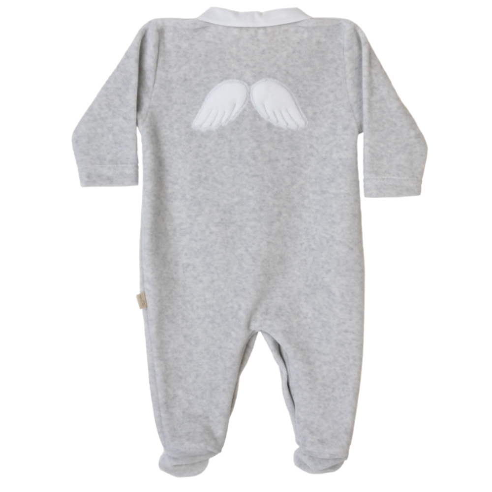 Babypakje velours vleugels Grey