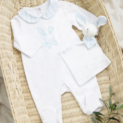 Set Babypakje + doudou in zakje bleu ciel