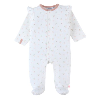 Babypakje pyjama Petit guepard bloemenjersey Ecru