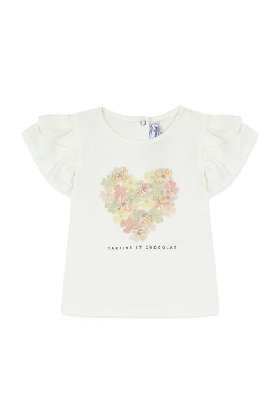 T-shirt met bloemetjes nacre