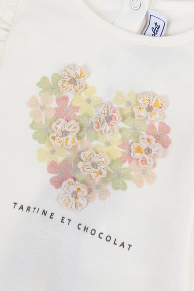 T-shirt met bloemetjes nacre