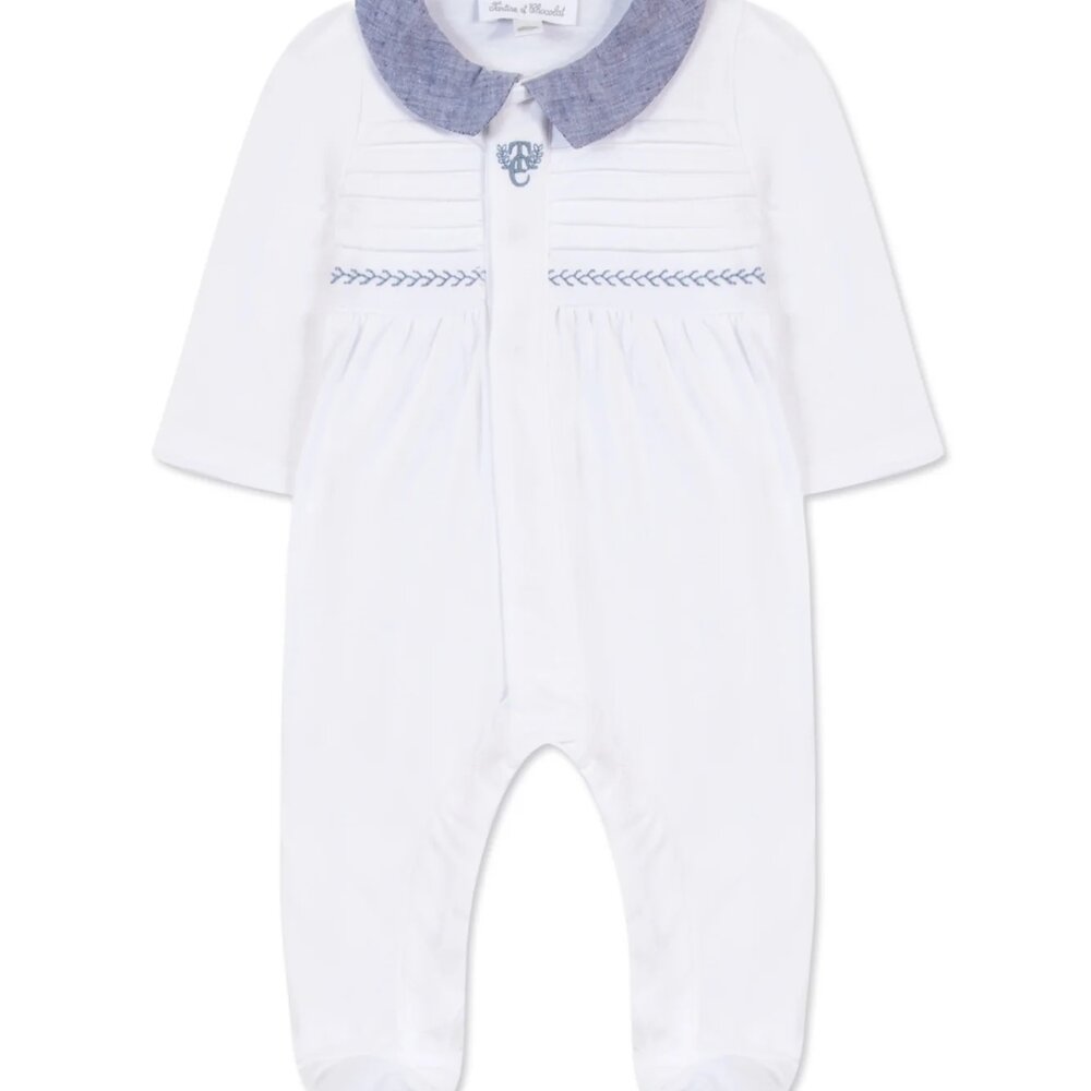 Pyjama kraagje chambray Blanc