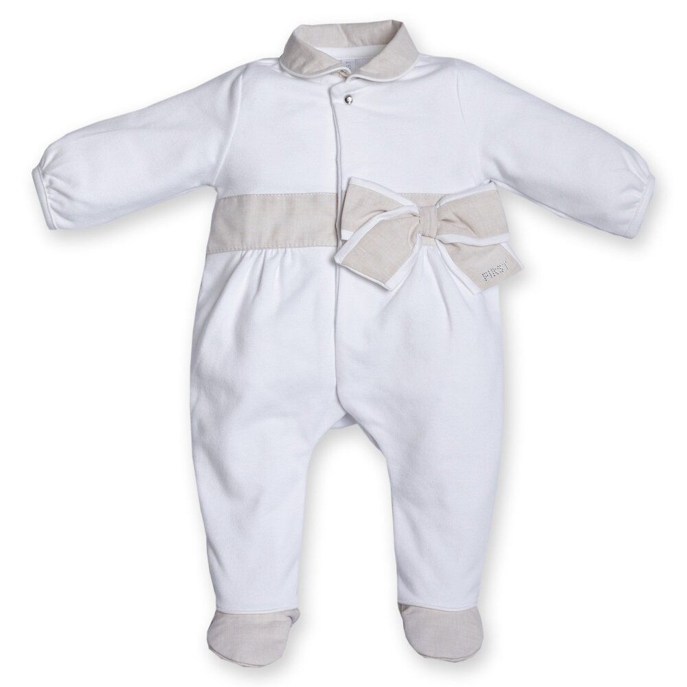 Babypakje chic XL strik White/beige