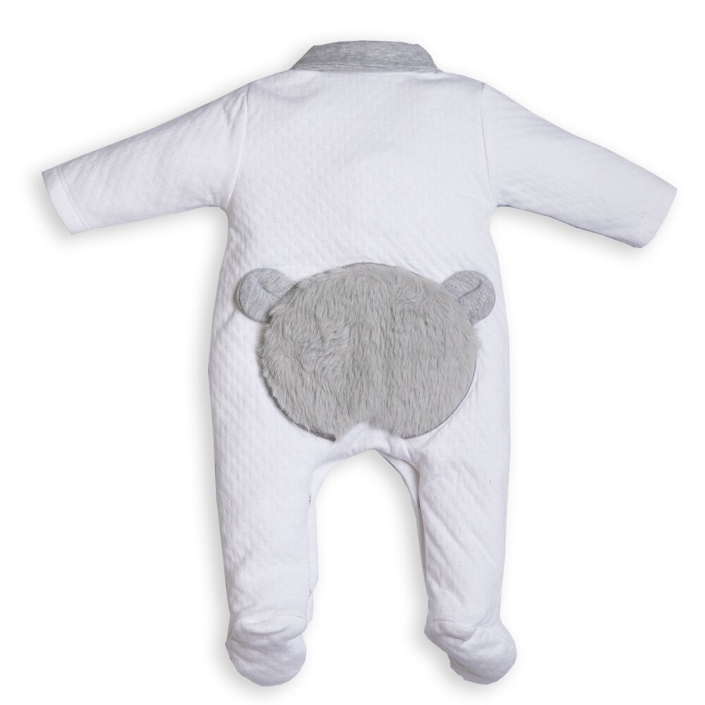 Babypakje London met teddybeer achterkant white/pearl grey