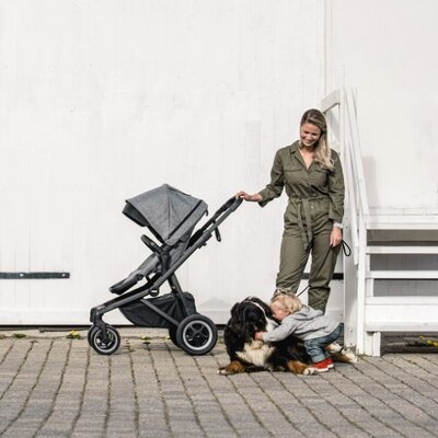 Sleek kinderwagen incl. draagmand Grey melange/black