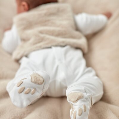 Babypakje teddybeer bont White/beige