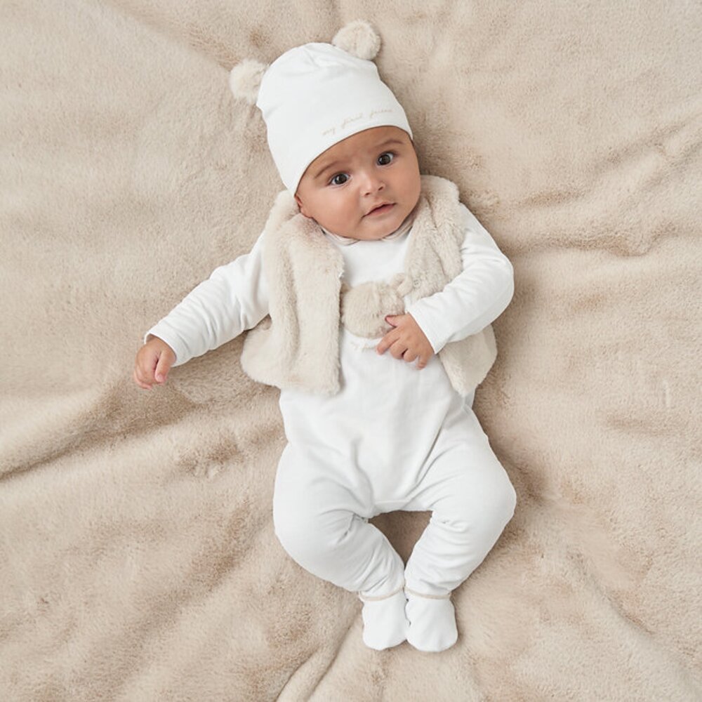 Babypakje teddybeer bont White/beige