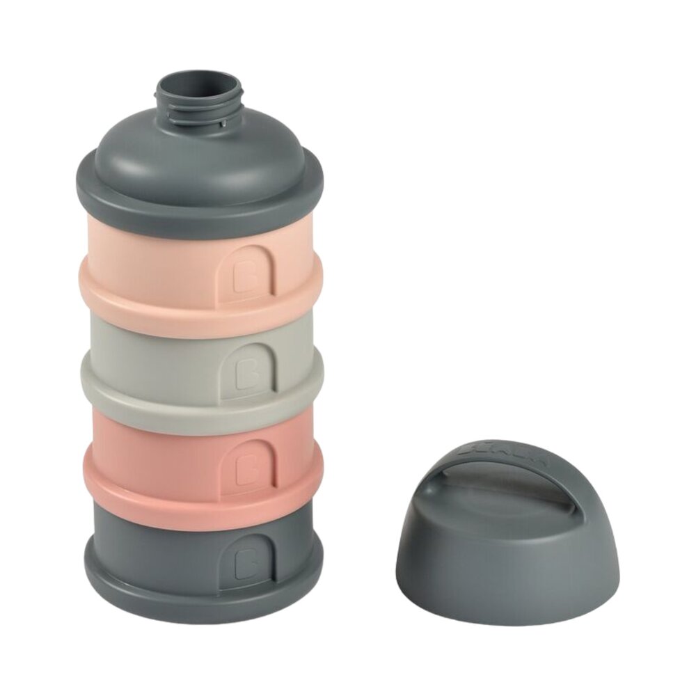 Stapelbare doseerdozen 4 compartimenten Mineral grey / pink