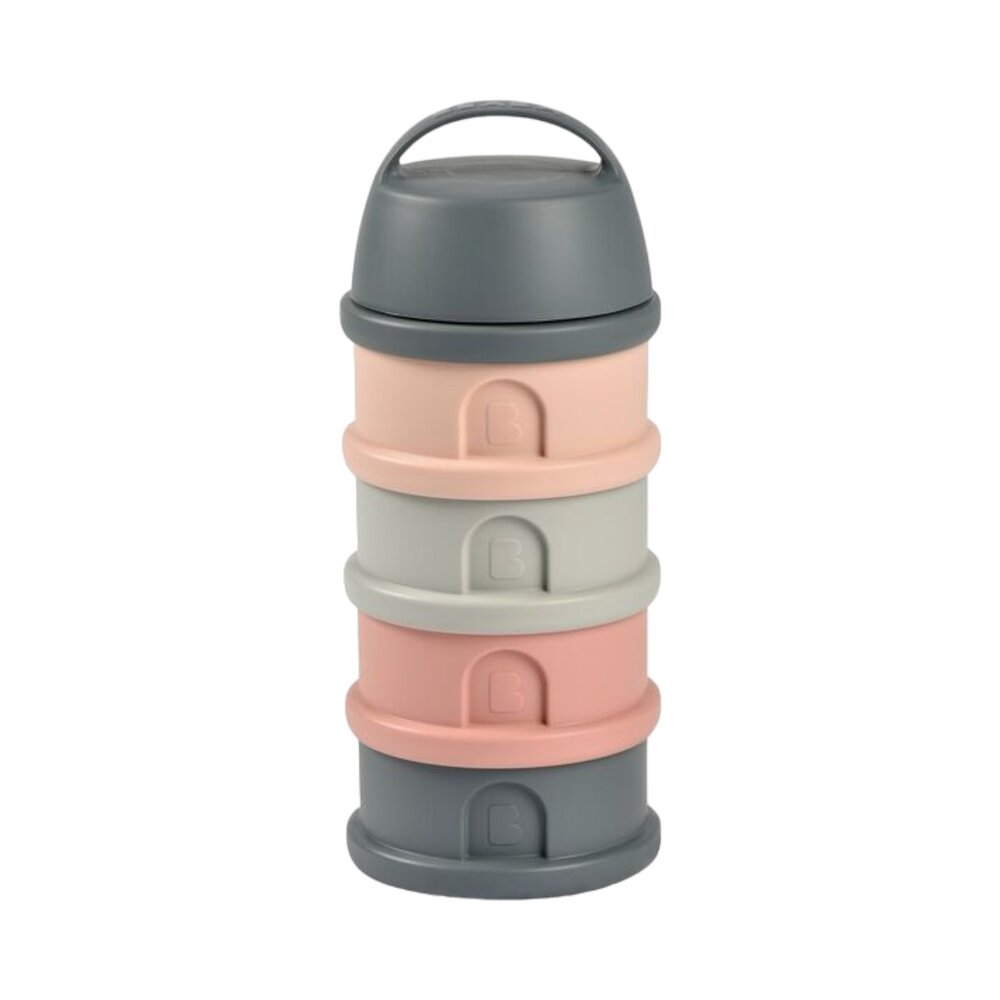 Stapelbare doseerdozen 4 compartimenten Mineral grey / pink