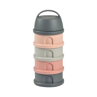 Stapelbare doseerdozen 4 compartimenten Mineral grey / pink