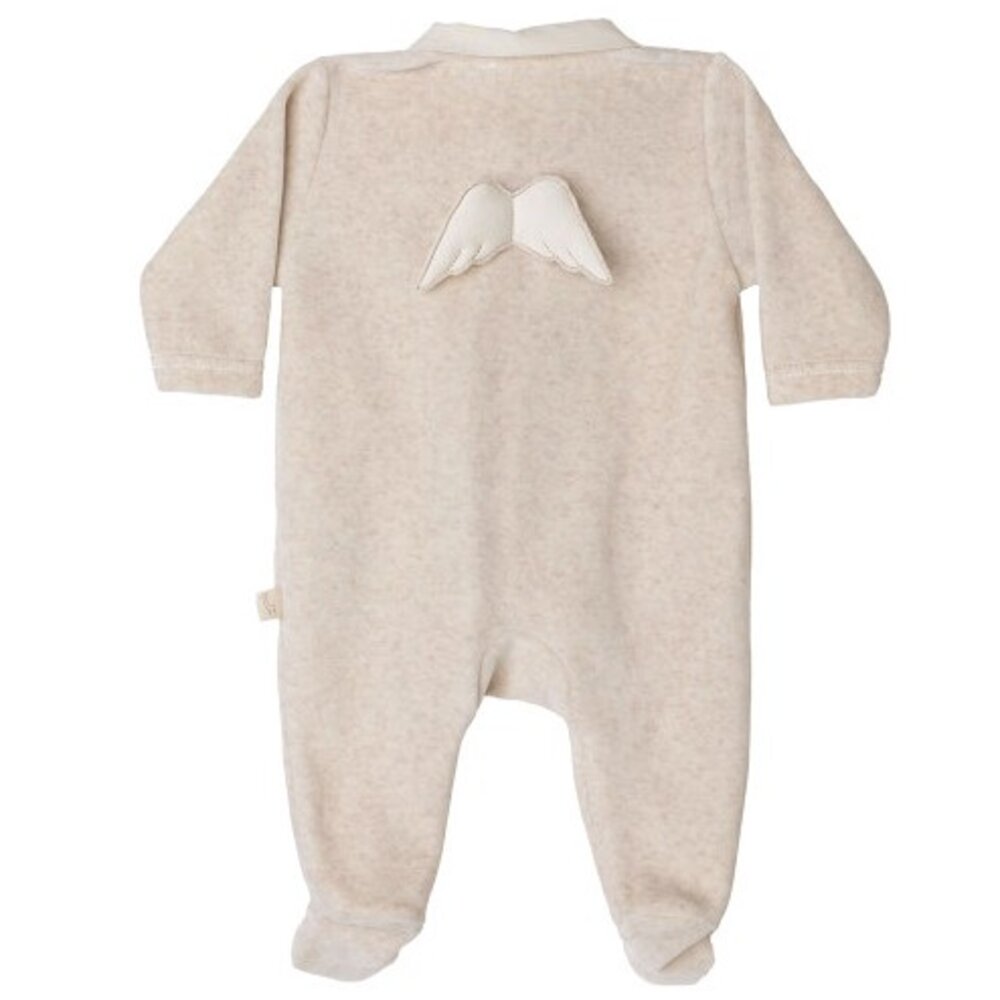 Babypakje velours met vleugels Camel