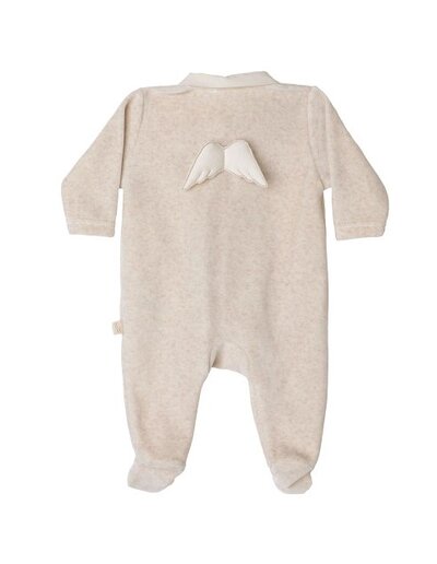 Babypakje velours met vleugels Camel