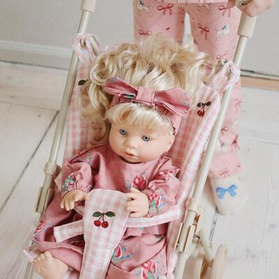 Poppen kinderwagen Powder pink check