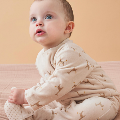 Pyjama Little Tiga velours Beige