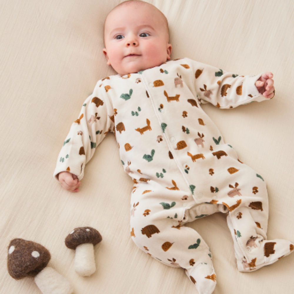 Pyjama Animals velours Beige