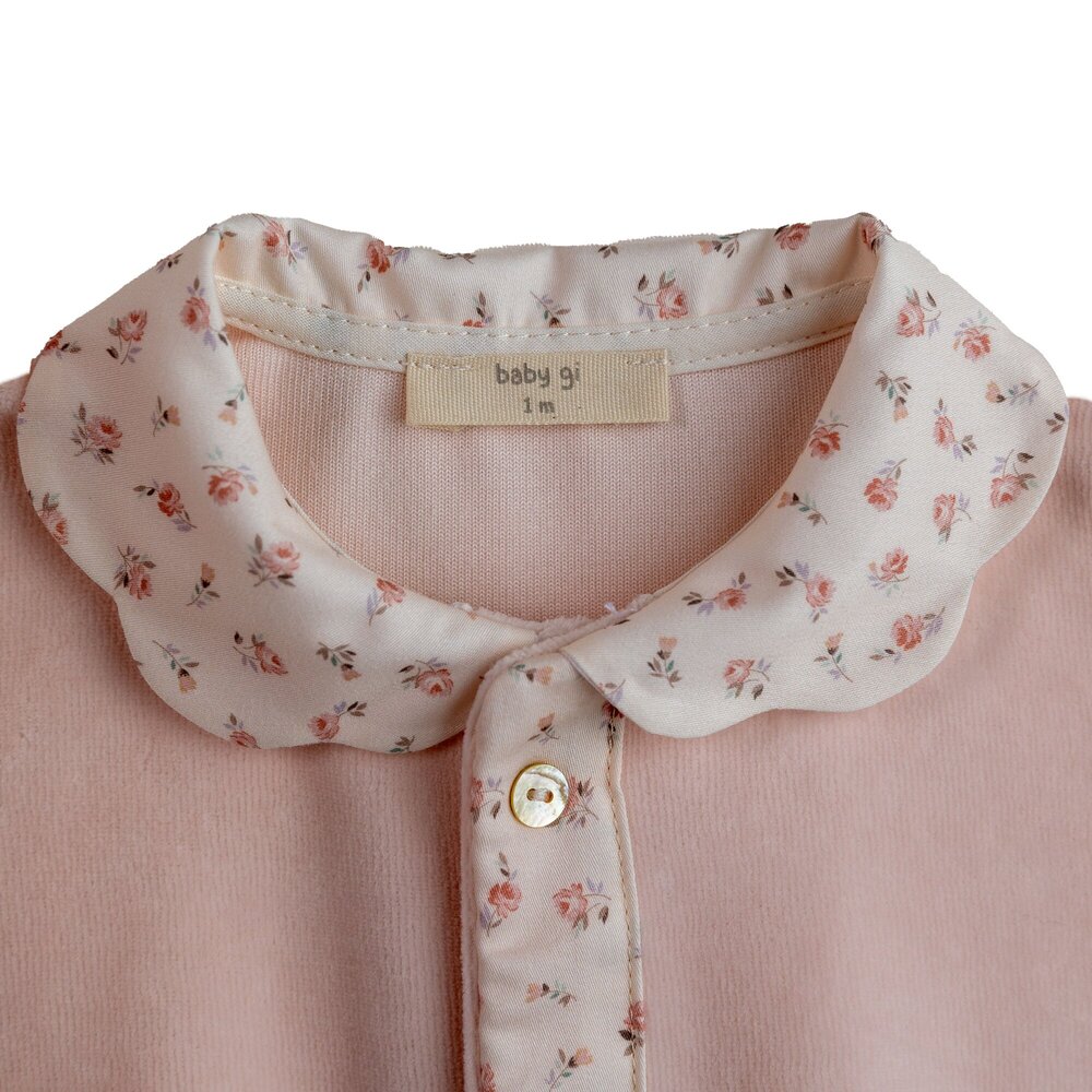 Babypakje velours Floral Peach Pink