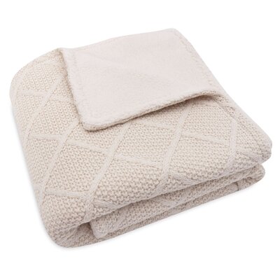 Deken Ledikant 100x150cm Check Knit Oatmeal/Teddy F