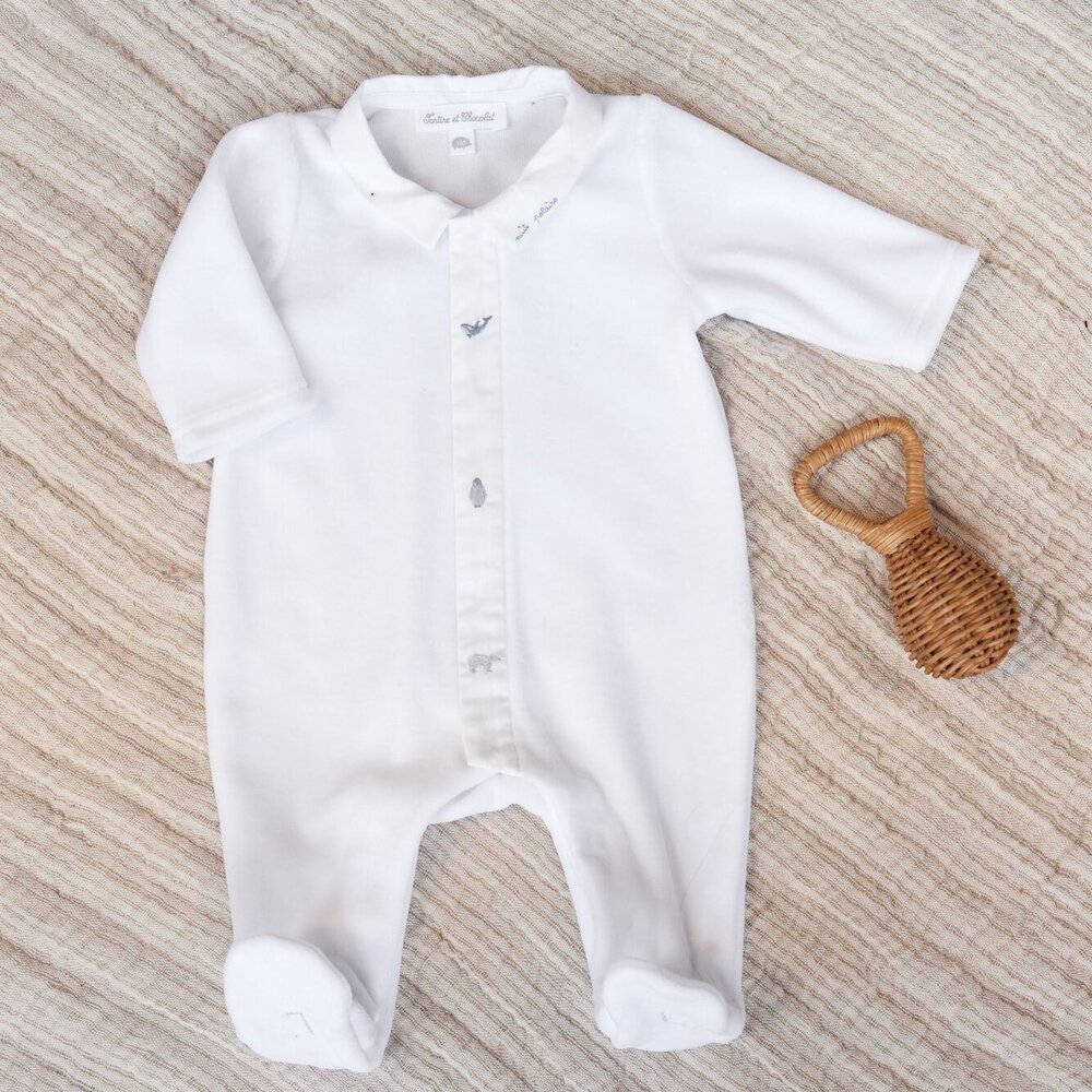 Pyjama velours zeedieren Blanc