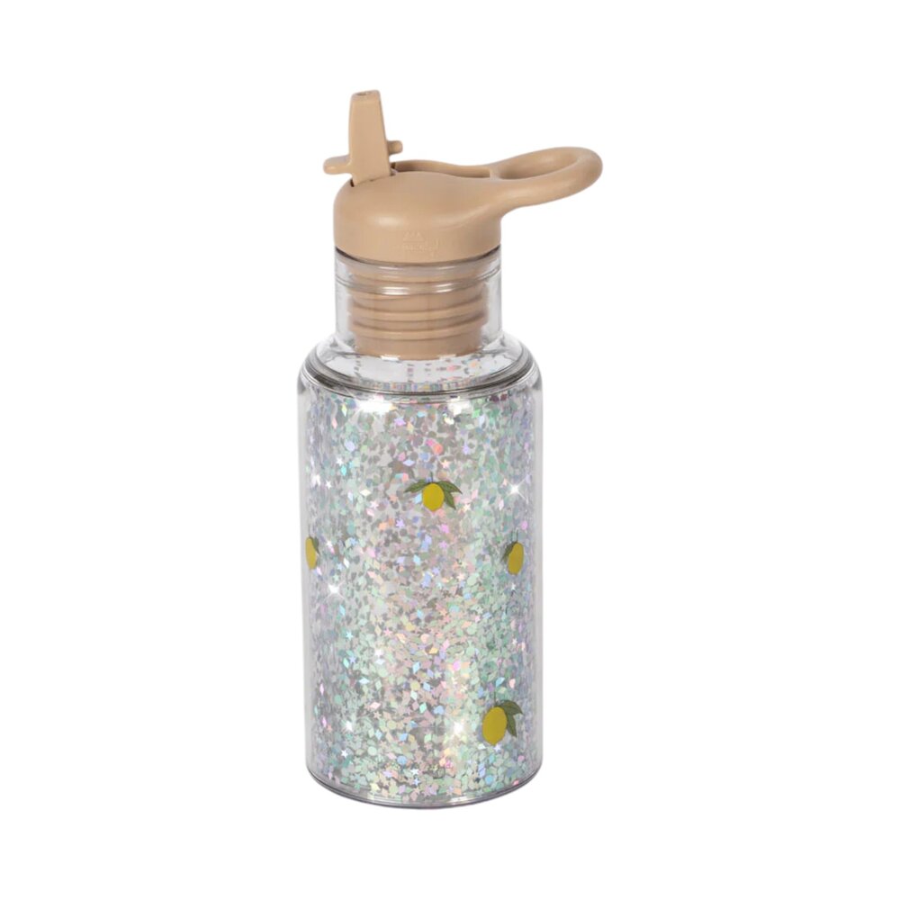 Glitter drinkfles lemon