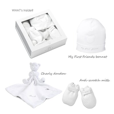 Geschenkset maternity - muts / krabwantjes / doudou White