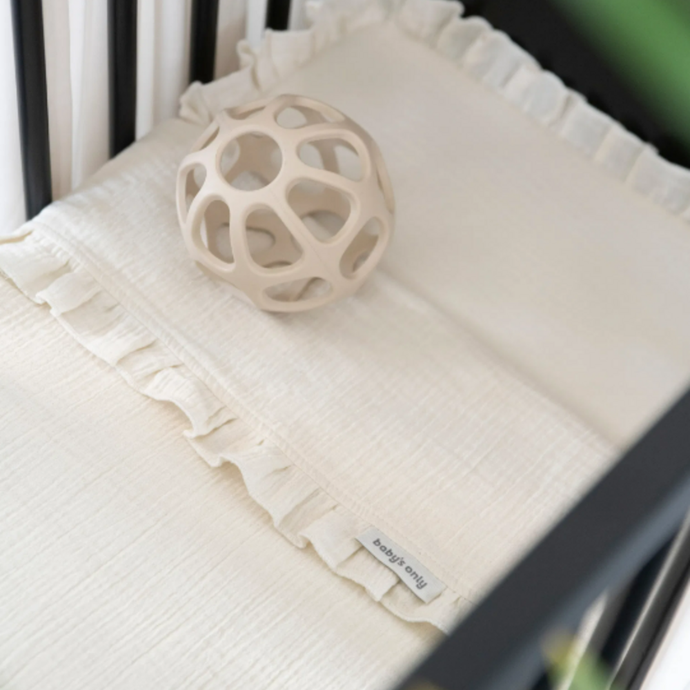 Wieglaken Calm met ruffle Warm linen