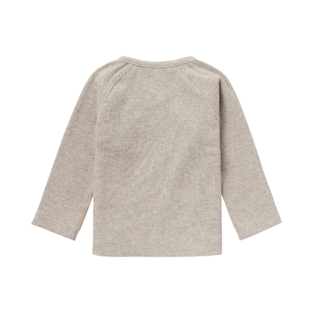 T-shirt lange mouwen overlap Rib Nanyuki Taupe Melange