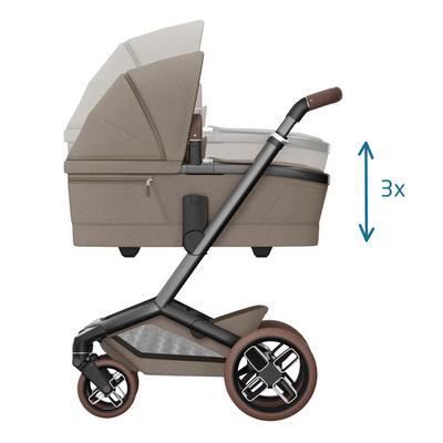 Kinderwagen FAME + reiswieg (donker frame + bruine wielen + bruin leder) Twillic Truffle