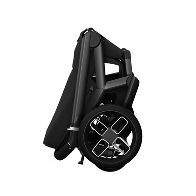 Kinderwagen FAME + reiswieg (donker frame + zwarte wielen + zwart leder) Twillic Black