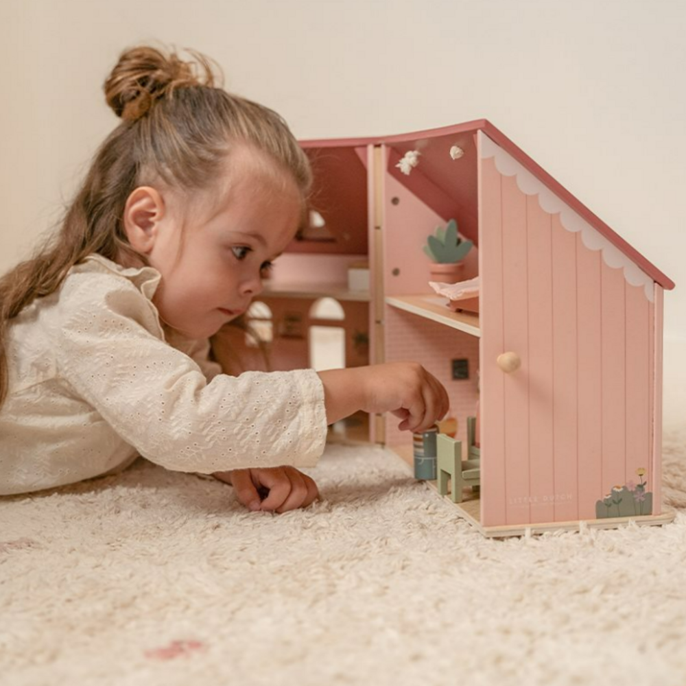 Draagbaar houten poppenhuis FSC